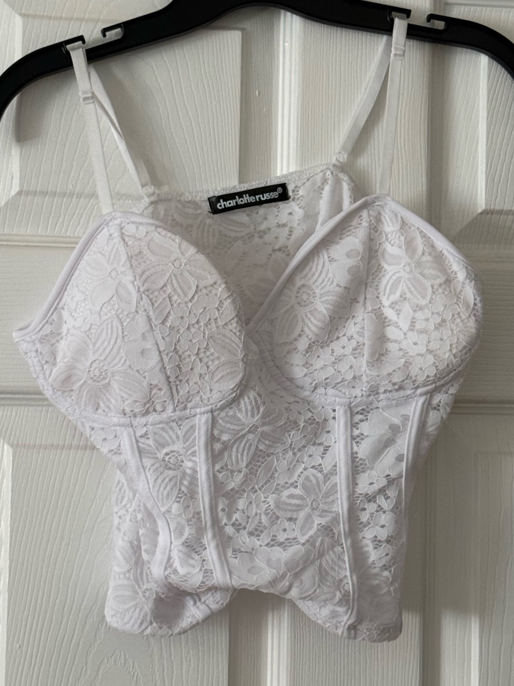 Charlotte Russe White Lace Bustier Top